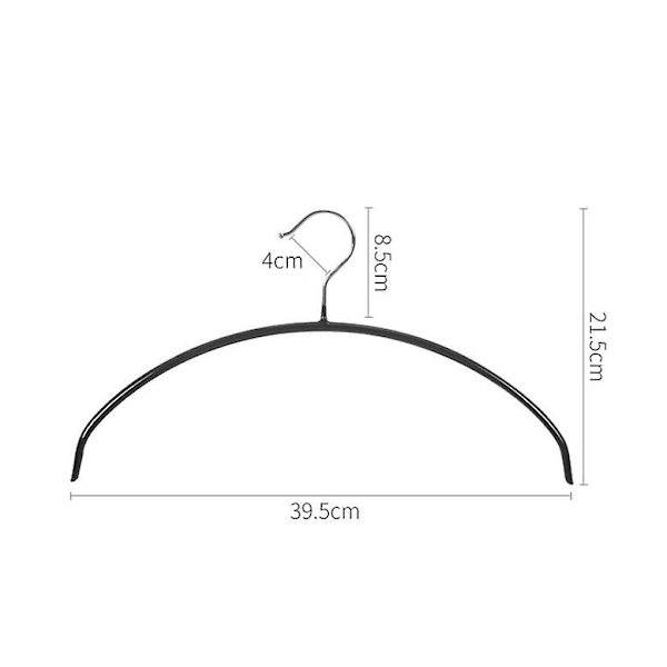 Pakke med 10 skridsikre bøjler, ideelle til T-shirts og trøjer, 360° roterende kroge, sort