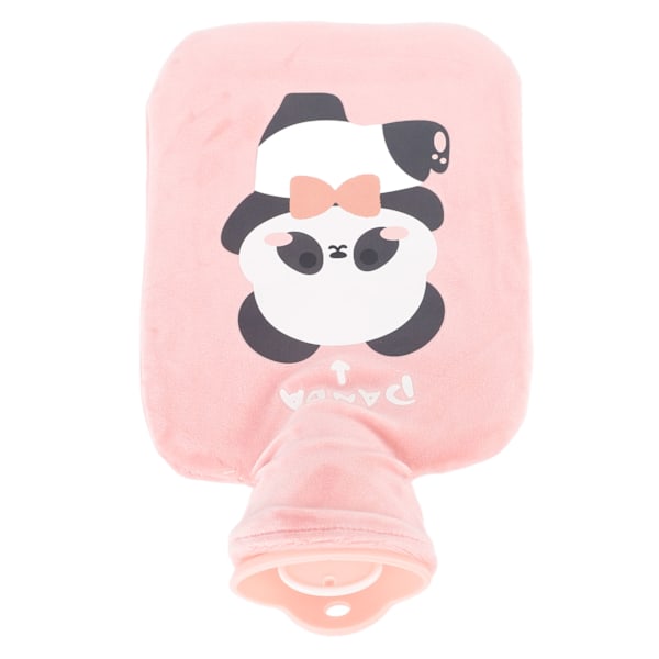 Varmtvannsflaske 1000ml Anti-eksplosiv Tykk PVC Plysjdesign Lekkasjesikker Gjenbrukbar Vannfylt Håndvarmerpose for Vinter Muskel Smerter Feber Rosa