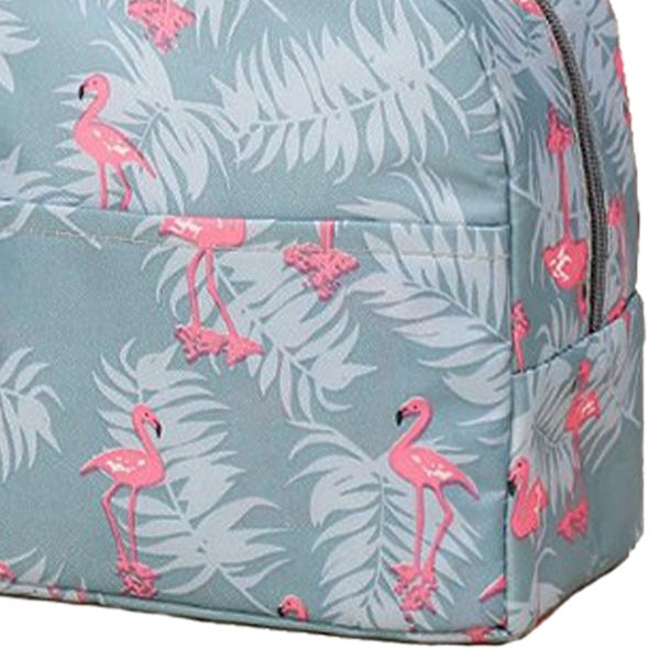 Isolerad lunchväska stor kapacitet flamingo mönster bärbar tjock dragkedja lunchväska för skola arbete grå flamingo