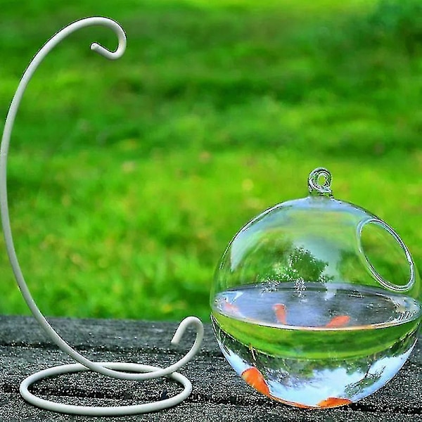 Akvariefisk Glas DIY Pot Vase - Hydroponisk Vægophæng Hjemmeindretning Sort