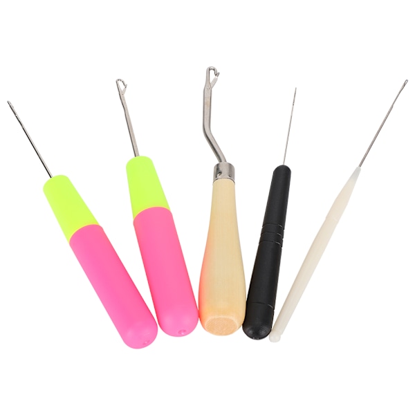 5 st/set spärrhake verktyg böjd tunga virknål kit DIY tillbehör för stickning