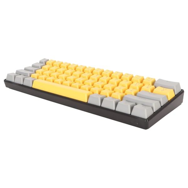 61-tangenters mekaniskt tangentbord, bärbart, kompakt 60 % spelande tangentbord med LED-bakgrundsbelysning för Windows PC-bärbar dator, grågul yta, blå brytare