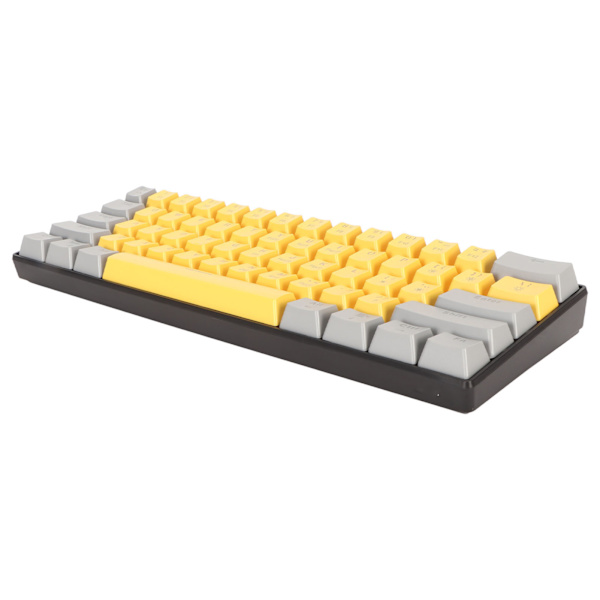 61-tasters mekanisk tastatur bærbar kompakt 60% spilltastatur med LED-bakgrunnsbelysning for Windows PC bærbar grågul overflate blå bryter