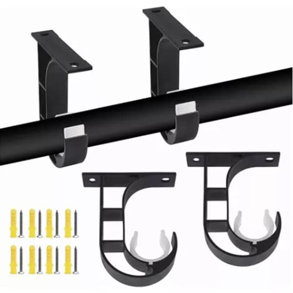4-pack gardinstångsfästen förtjockad aluminiumlegering svartmålad rostskyddande gardinstångsfästkrok