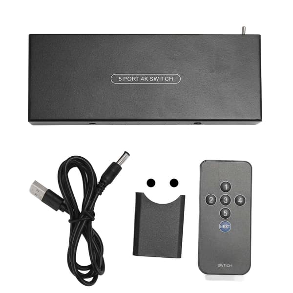 5-portars HD Multimedia Interface Switcher 4K 60Hz Surroundljud 5 in 1 ut HD Multimedia Interface 2.0 Switch 100‑240V EU-kontakt