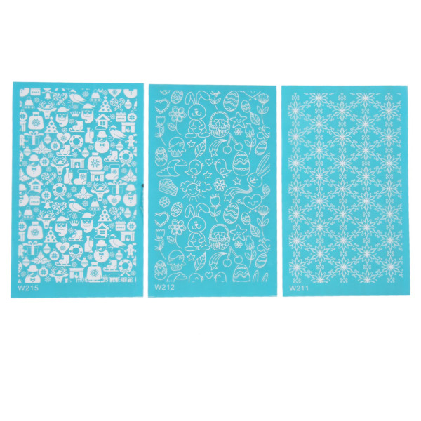 3 stk Silk Screen Stencils til Polymer Clay Genanvendelige DIY Silk Screens til papirkort T-shirts Lærredsbriller 211 212 215