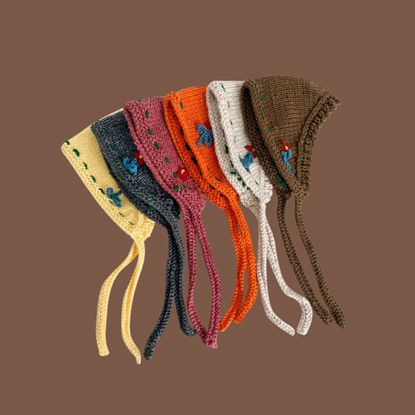 Stickad öronhattvärmare Retro Handgjord Höst Vinter Ins Stil Söt Kvinna Tillbehör Kaffe M(56-58cm)
