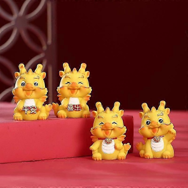 4 st Harts Mini Drakfigur År av Draken Skåp Zodiak Drakfigur