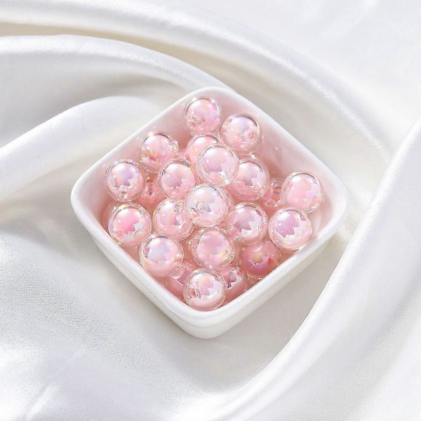 30-50 kpl Värikkäitä AB Himmeitä Kirkkaita Akryylipalloja DIY Korujen Valmistukseen Käsintehdyt Tarvikkeet Koko 8-15mm ABcolorPink 15mmx30kpl