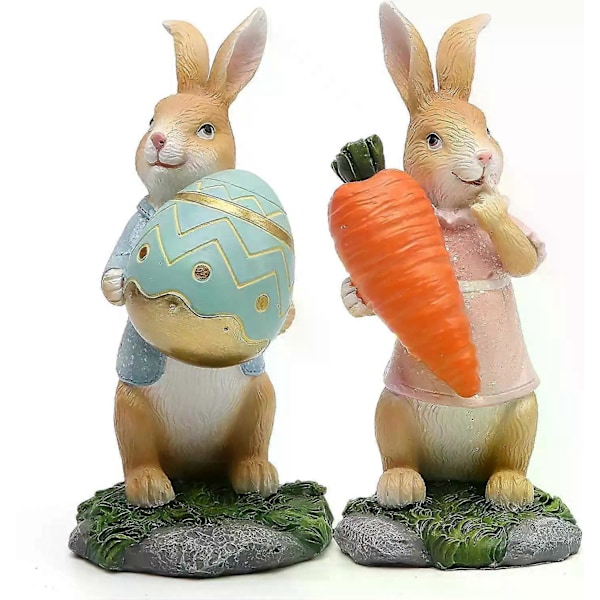 Påskehare Dekoration, Forårs Hjemmeindretning Hare Figurer (Påske Brun Hare 2 Stykker)
