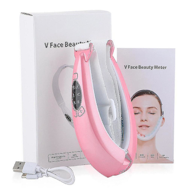 V-Face Beauty Shaping Massager - EMS RF LED Lifting til dobbelthage slankende pink