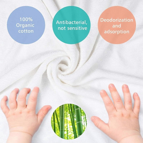 Badhandduk med huva för baby med tvättlapp, ekologisk bomullsfiber, söt björnördesign, vit mjuk andning