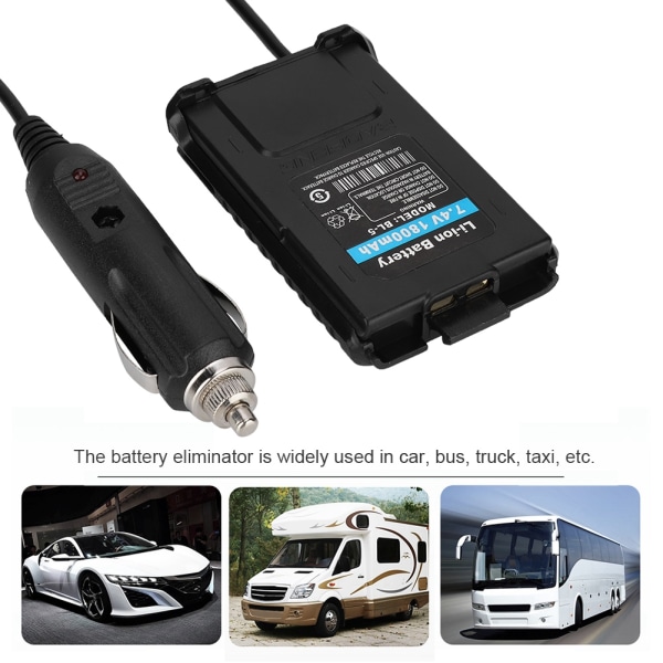 12V billaddaradapter för Baofeng UV 5R radio walkie talkie bilbatterieliminator