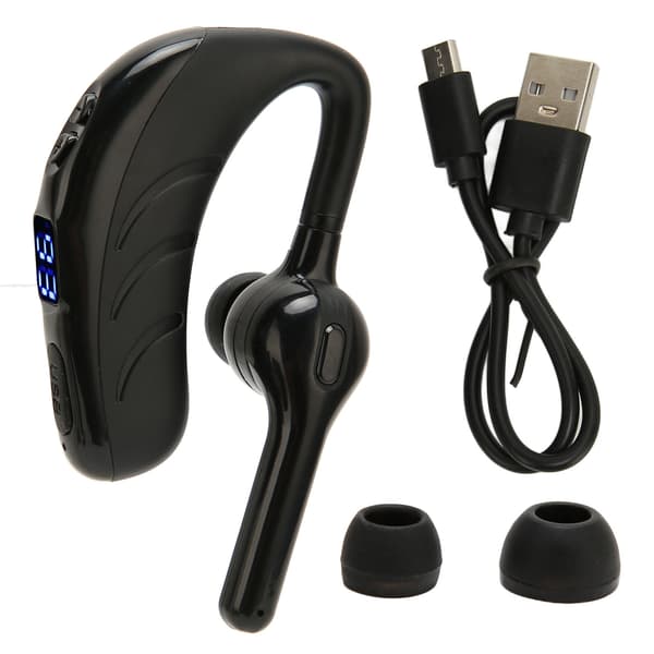 Bluetooth-øretelefon Håndfri Støjreduktion Enkeltøre Bluetooth-headset med batteridisplay til sport Sort
