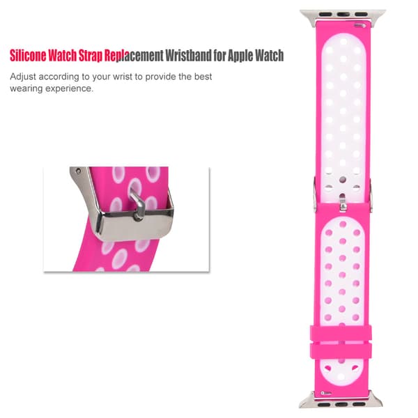 Slitstarkt silikonarmband för klocka (fluorescerande rosa + vit)