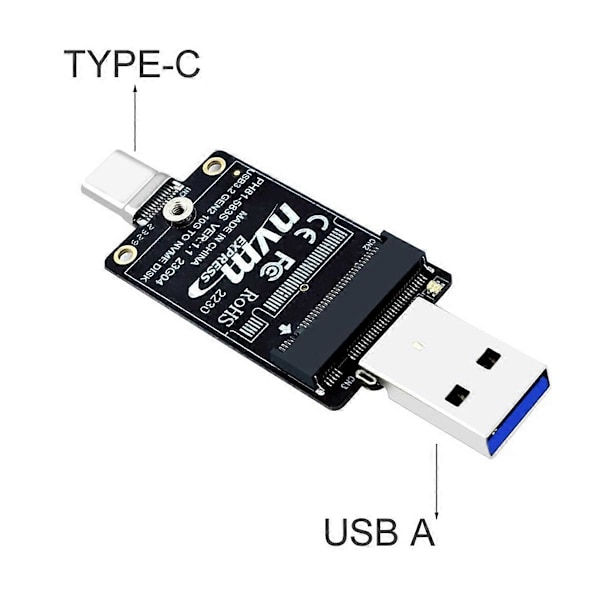 M.2 Till USBA Typ-C HDD-kapsel Adapterkort NVME HDD