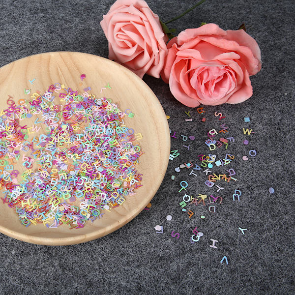 60g/påse färgglada paljetter födelsedag bröllopsfest konfetti nageldekor DIY material tillbehör bokstav