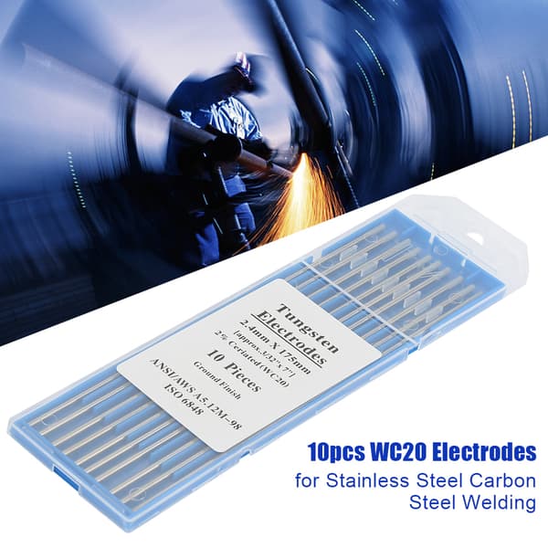 10 stk. WC20 Cerium Wolfram TIG-elektroder til svejsning af rustfrit stål og kulstofstål (2,4 mm*175 mm)