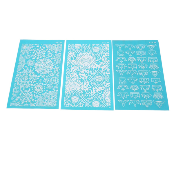 3st Silk Screen Schabloner för Polymer Clay Återanvändbara DIY Silk Screens för papperskort T-shirts Canvasglasögon 214 216 218