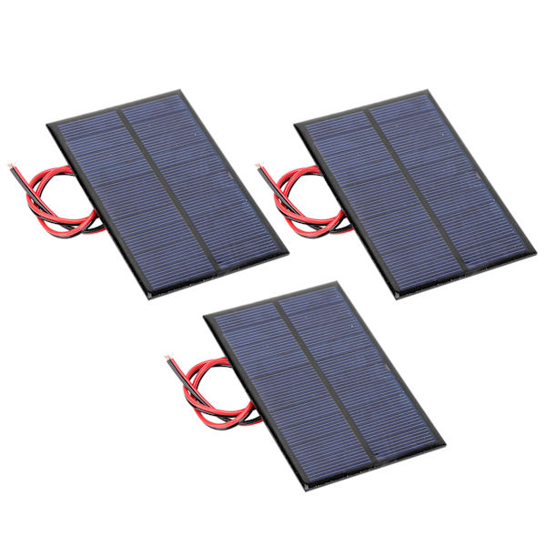 3 stk. Epoxy solpanel lille strømmodulplade +30 cm rød og sort ledning 5V 200mA