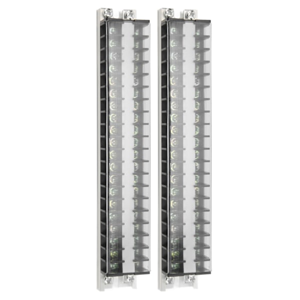 2stk Dual Row Terminal Strip 660V 15A 10 Posisjoner Terminal Barrier Strip med deksel T1520