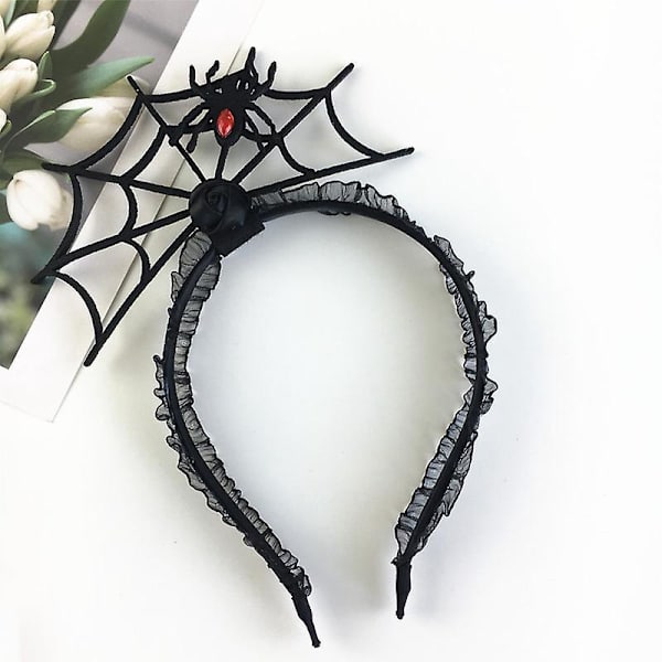 Halloween Kostymfest Hårklämma - Svart Spindelnät Ros Spets Hårband
