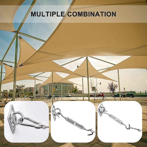 40-pak Shade Sail Hardware Kit til udendørs terrassehave Shade Sails, rustfrit stål rustsikker monteringshardware kit, Shade Sail tilbehør