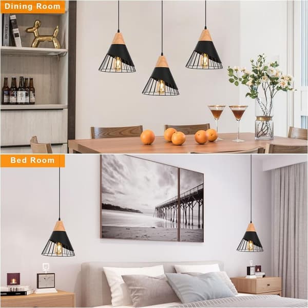 Retro sort metal lysekrone – bur pendellampe E27 – Dimensioner D:25cm H:30cm – Moderne belysning til hjem og kontor