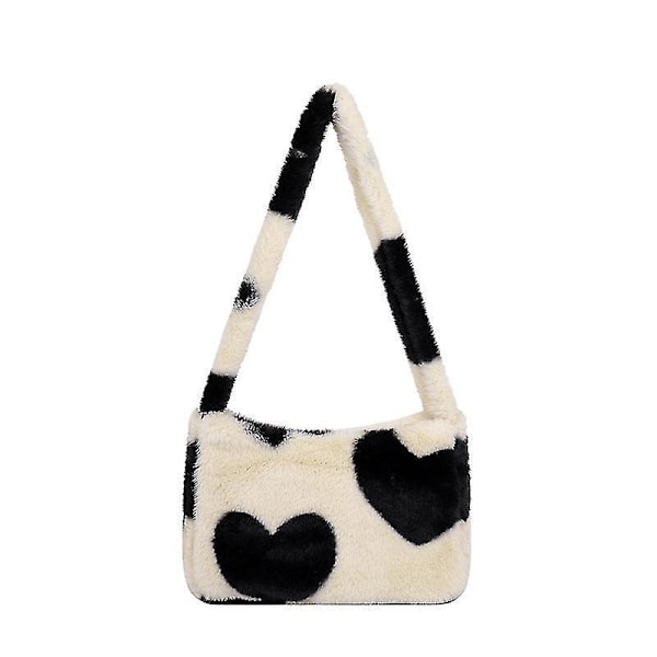 Retro Leopard Print Dame Taske Blød Plys Skuldertaske Dame Stor Kapacitet Rejsetaske Vinter Varm Fluffy Tote Taske