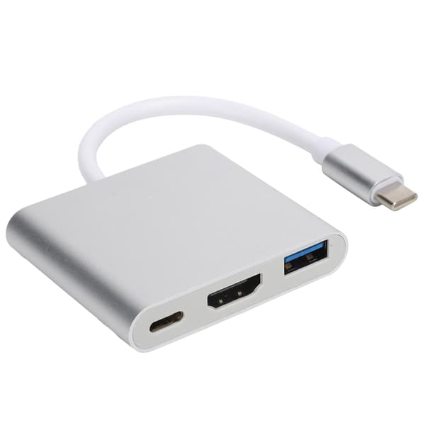 USB C-adapter 3.1 3-i-1-hub-omvandlare docka High Definition Multimedia Interface 4KSilver