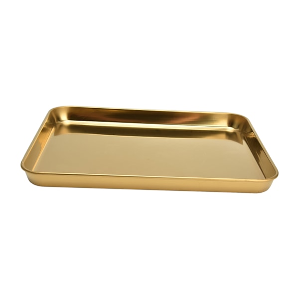 Rustfritt stål rektangulært brett flat bunn plate restaurant hjem Golden flat bunn brett