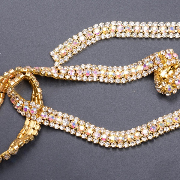 3 rader diamantnett wrap rull glitrende krystallrhinestonebånd bryllupskjoledekorasjon