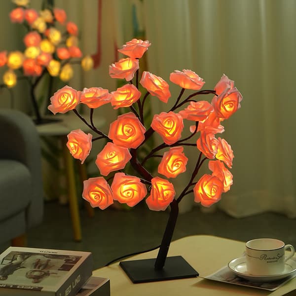 Avtakbar Plastbase USB-bryter LED Simulering Rose Dekorativ Nattlampe