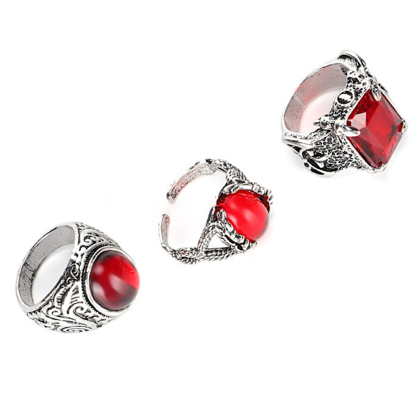 3 stk Alloy Retro Ring Udsøgt bærbar Rhinestones Ring Smykker Tilbehør Gave