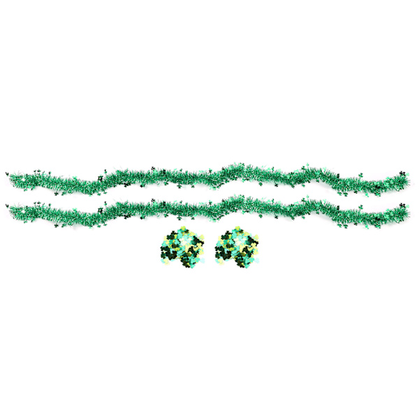 Shamrock Confetti Clover Tinsel Garland Lucky Irish Themed Craft Party Decorations