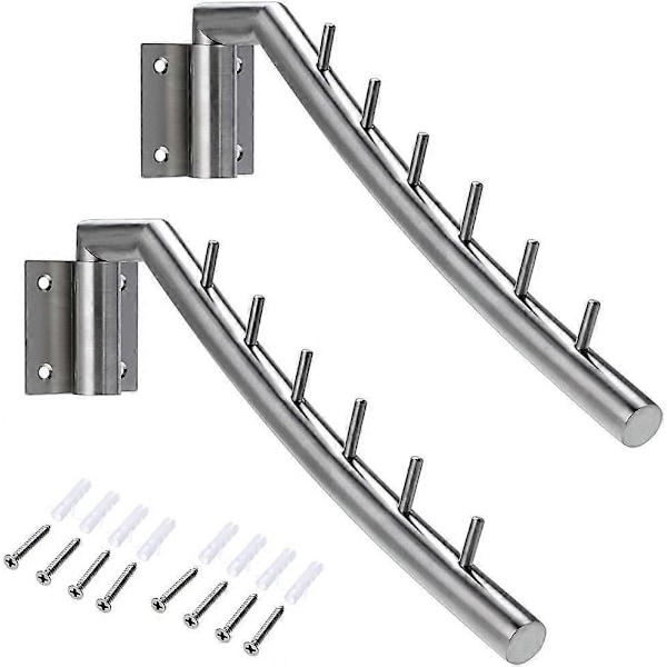 2 Patres Barre Patre Krokar Rostfritt Stål Väggmonterad Grille, Balansera 180, 6 Hängare Stängsel för Organisera Kläder, Handduk etc. och Spara Utrymme i Garderoben