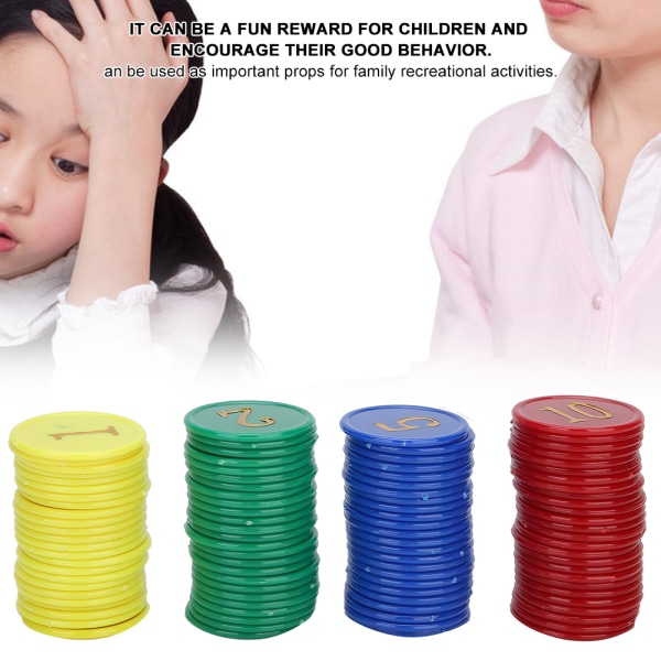 160 stk / æske Pædagogisk figurchips Familieaktivitetsspil Plastmønter Belønningsværktøj