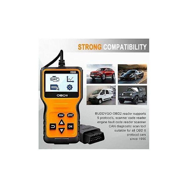 OBD2 Scanner Universal OBD II Scanner Automotive Motor Fejlkodelæser CAN Diagnostisk Scanningsværktøj til OBDII Protokol Biler siden 1996 (Gul)