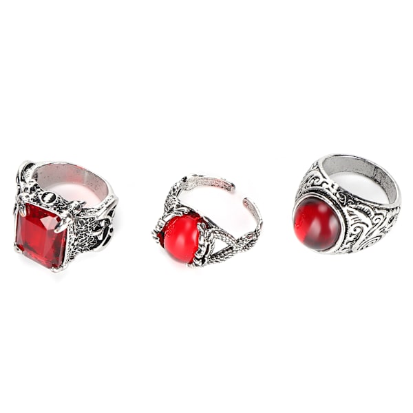3 stk Alloy Retro Ring Udsøgt bærbar Rhinestones Ring Smykker Tilbehør Gave