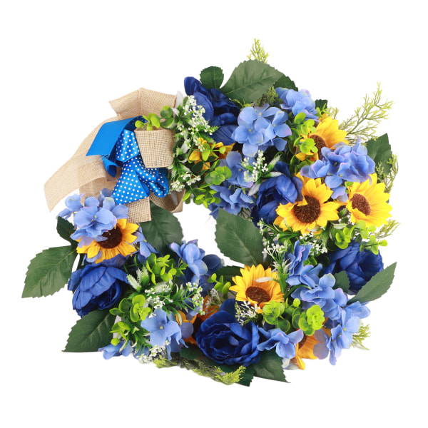 Blå og gule kranse Blomsterguirlande hoveddør