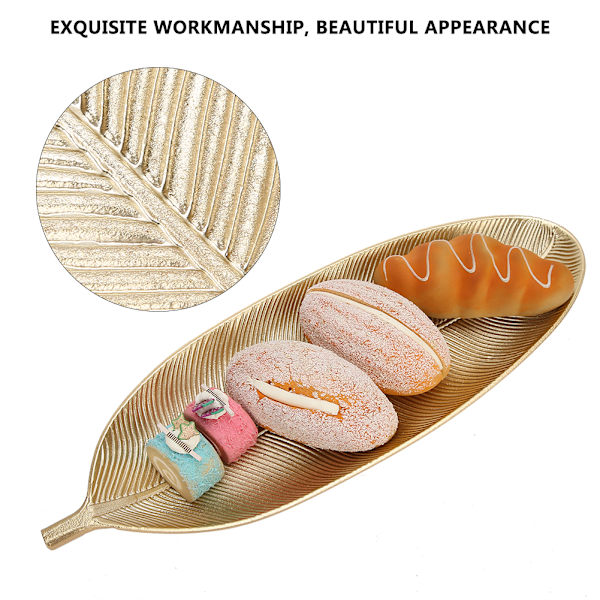 Fruktfat Dessert Serveringsbricka Nötter Snacksbricka Bordsartiklar Heminredning Guld Blad S