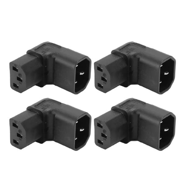 4 stk. C14 til C13 Adapter 90 Grader 2500W 2.5A til 10A 250V PVC Kobber IEC Strømadapter til UPS PDU UPS Computer