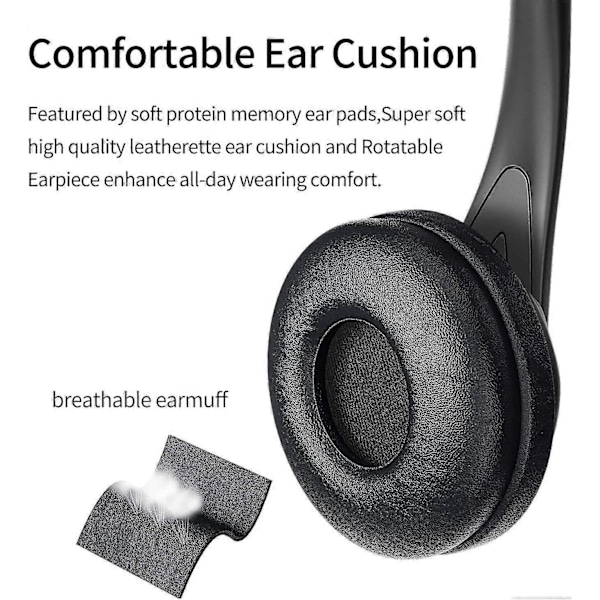 USB Headset med støyreduserende mikrofon og 3,5 mm jack 2 i 1, Headset for PC, Headset for spill, Skype, Call Center, Kontorcomputer, Klar stemme
