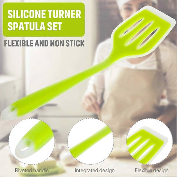 2025 Nye 2 Stk. Silikone Vendespade Slidsespade Varmebestandig Gummi Spatel Non-Stick Køkken