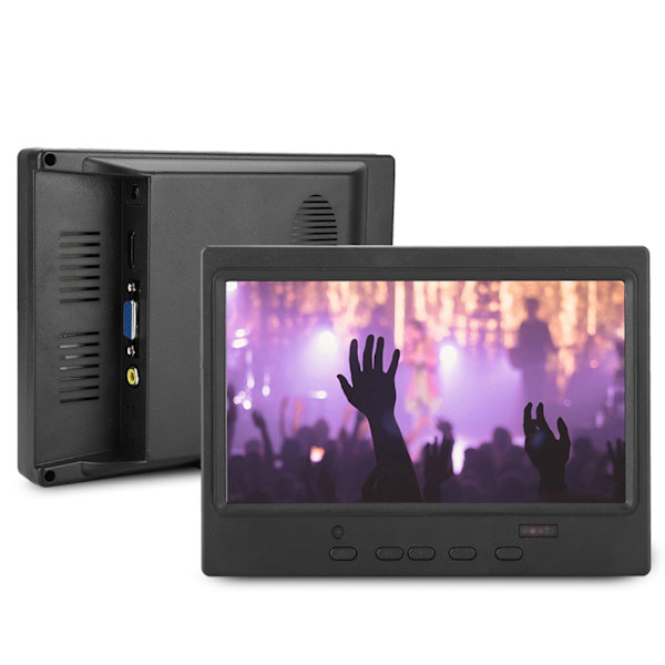 7 tommer bærbar skærm 1024x600 multifunktionsdisplay understøtter HDMi VGa AV-indgang (EU-stik)