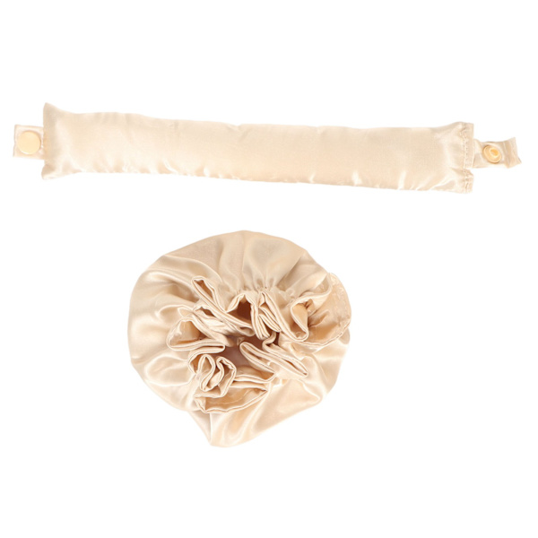 Heatless Bolle Hair Styling Kit Bærbar Blød Satin Heatless Curler til at sove langt hår Beige