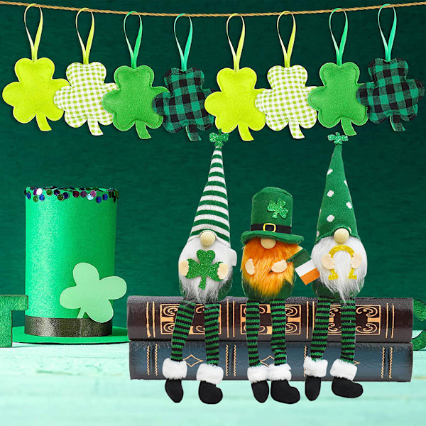 3 kpl Pyhän Patrickin päivän tonttupehmolelu Shamrock-pehmolelu tonttulelu kodin koristeluun lahja