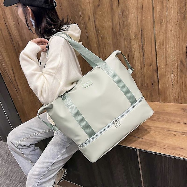 Lilla Farve Letvægts Foldbar Rejsetaske Duffel Bag med Skorum Bærbar Bagage Stor Størrelse Kabinekuffert Weekendtaske Strandtaske Vandtæt