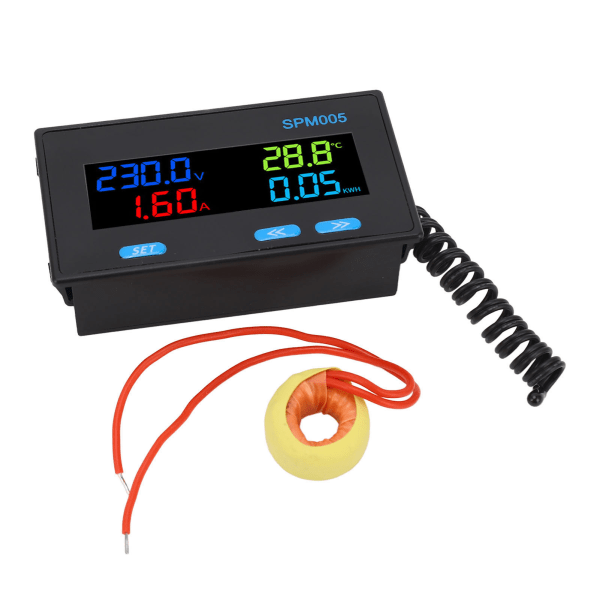 Digitalt voltmeter amperemeter panel 8 i 1 multifunktionelt effektmåler farve LCD-display AC energimonitor AC60‑300V 20A