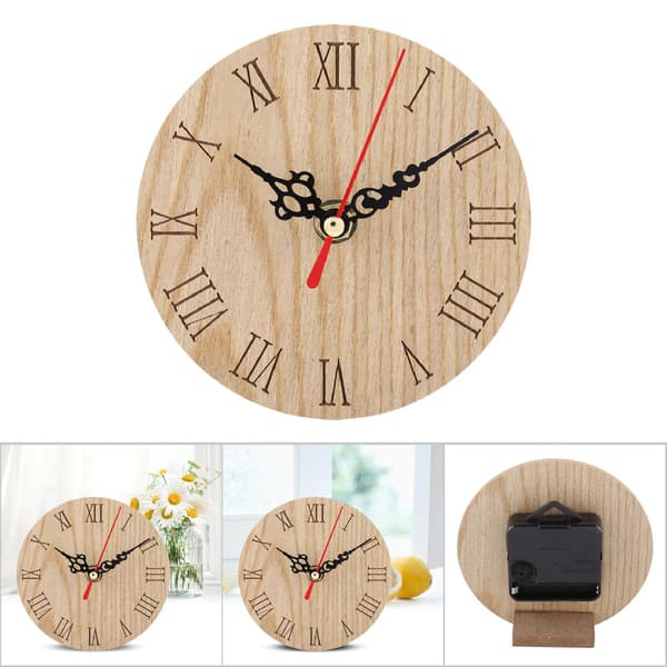 Klassisk väggklocka i trä med analog display för trädgård, hall, utomhus (12 cm)